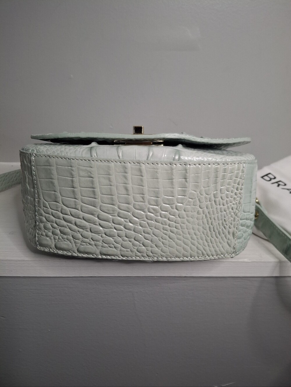 Brahmin Mini Sonny Sea Glass Melbourne Croc Embossed Leather Crossbody NWOT - Picture 5 of 7
